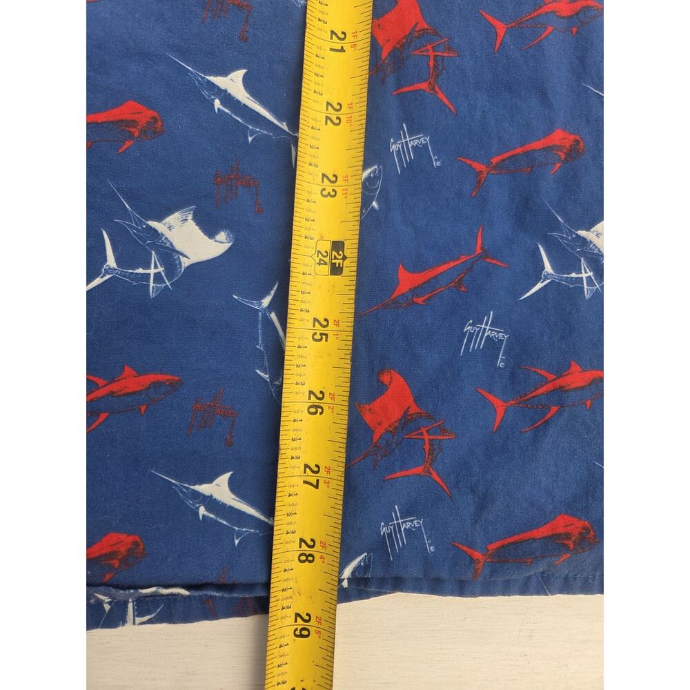 Guy Harvey Button Up Shirt Men's L Fish Print Short Sleeve Blue Marlin Tuna Mahi - Picture 7 of 7